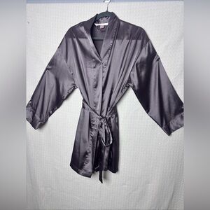 Victoria's‎ Secret Black Satin Robe with Wrap Closure